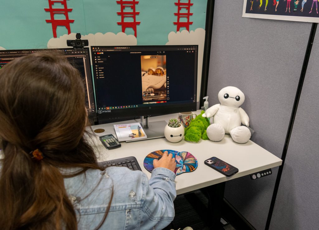 Disney Imagineer Mari Fontiveros works in the office
