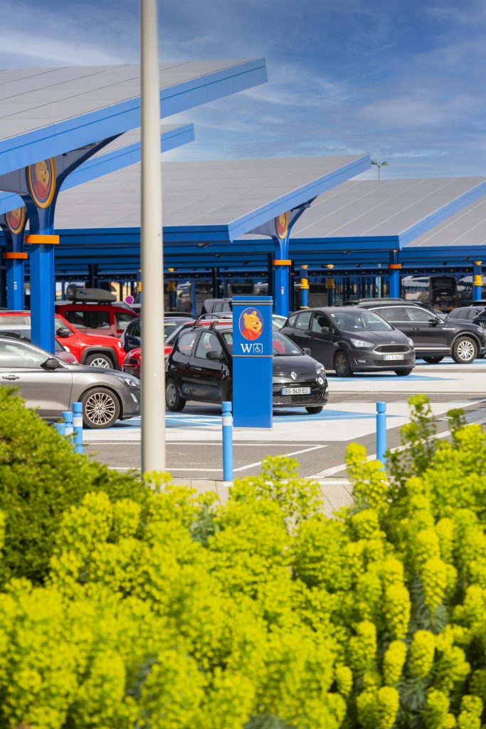 disneyland paris solar array sits atop parking lot