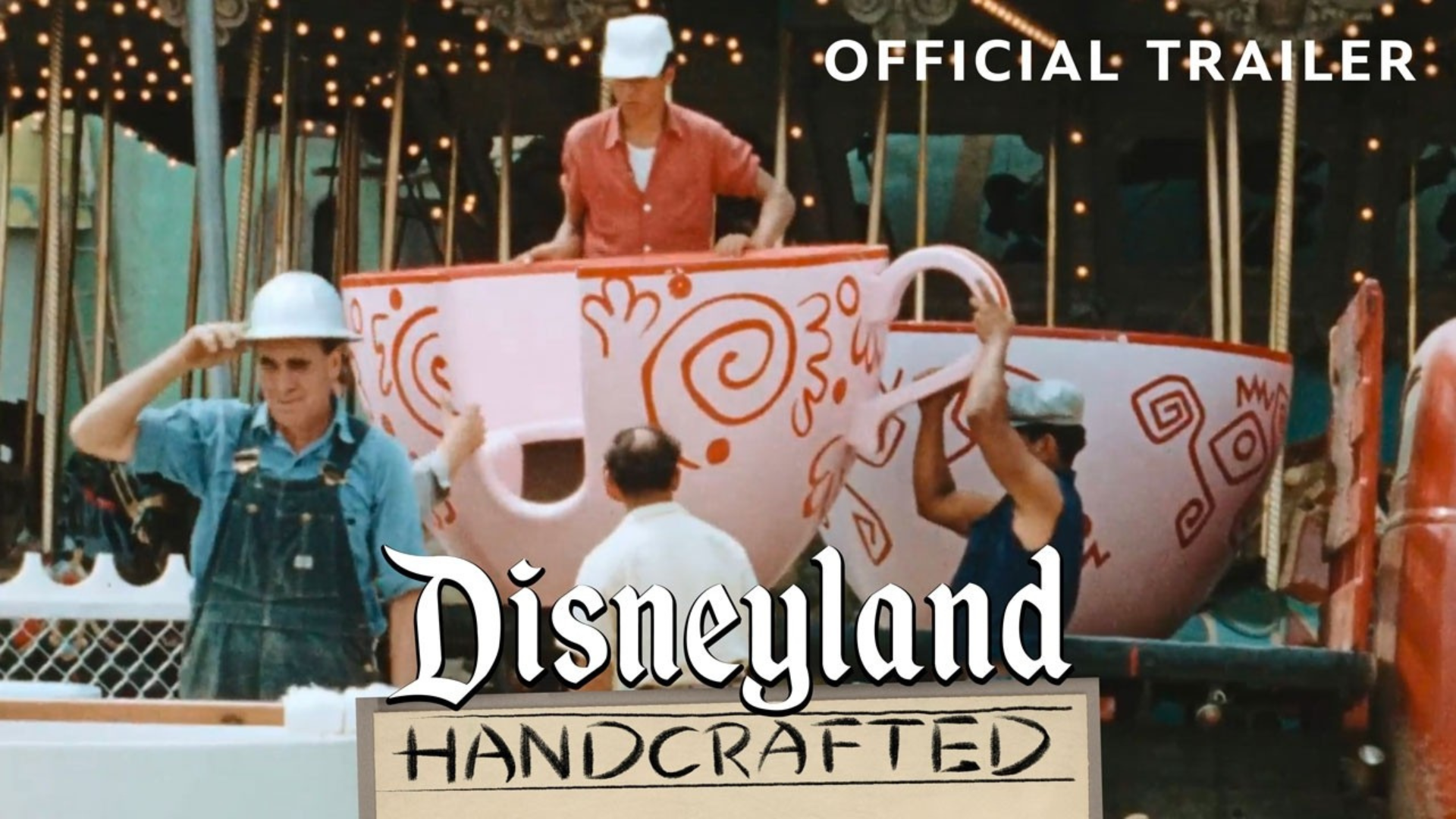 A promotional image of workers building Disneyland Park