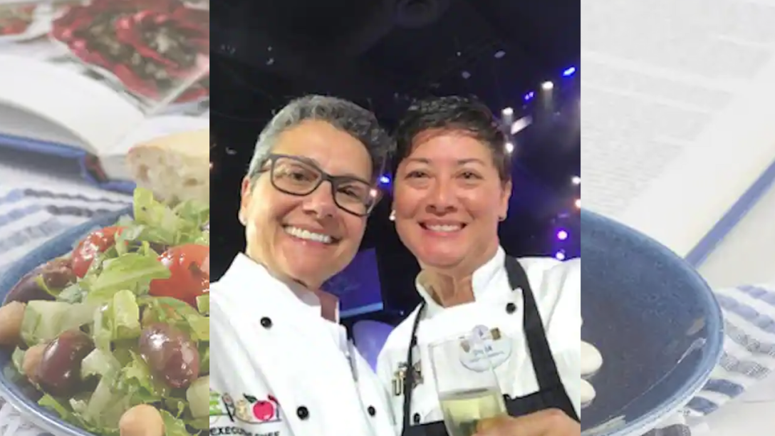 The chefs pose for a selfie together.