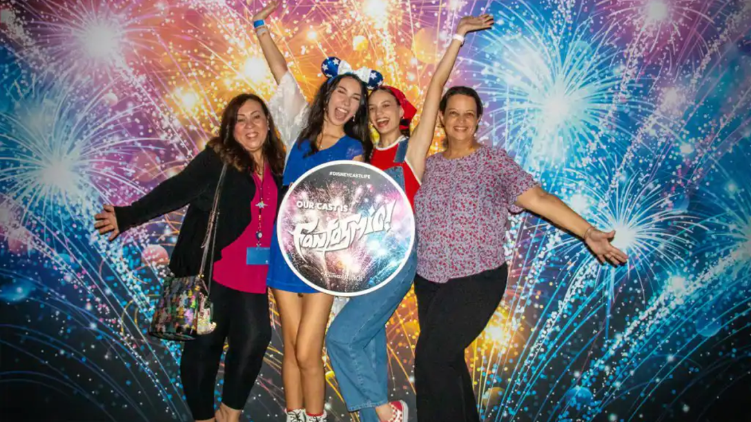 Cast celebrating the reopening of Fantasmic!