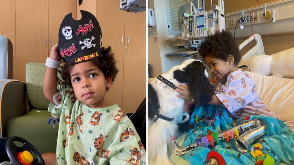 Lawrence finds fun ways to pass the time in his hospital room at CHOC.