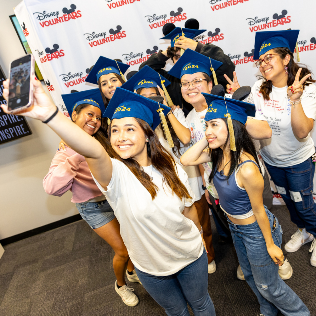 Mentees from Big Brothers Big Sisters pose at the end-of-program celebration at Disneyland Resort.