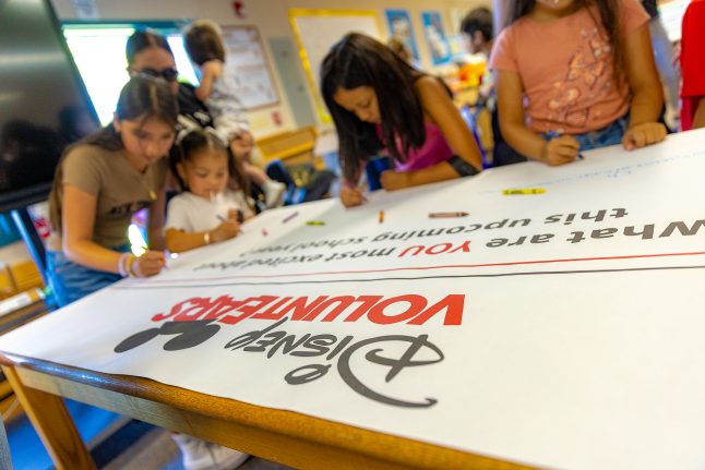Students at Orange Grove and Patrick Henry Elementary Schools were encouraged to share handwritten messages about what they were most excited about in the new year ahead at the event.