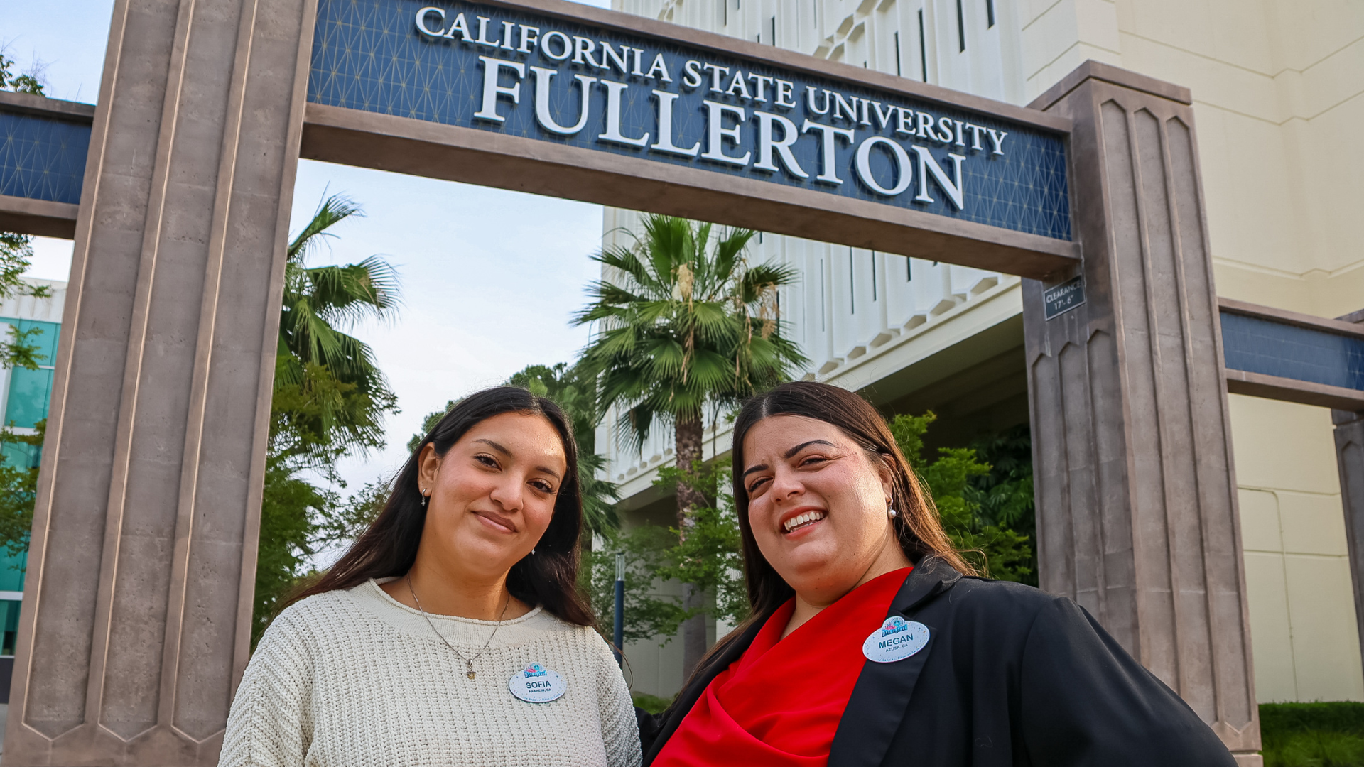  Sofia and Megan on the CSUF campus in Fullerton, Calif.  