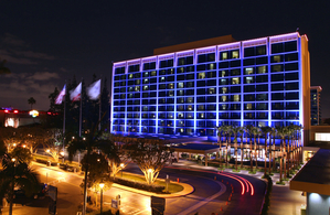 Disneyland Hotel at night